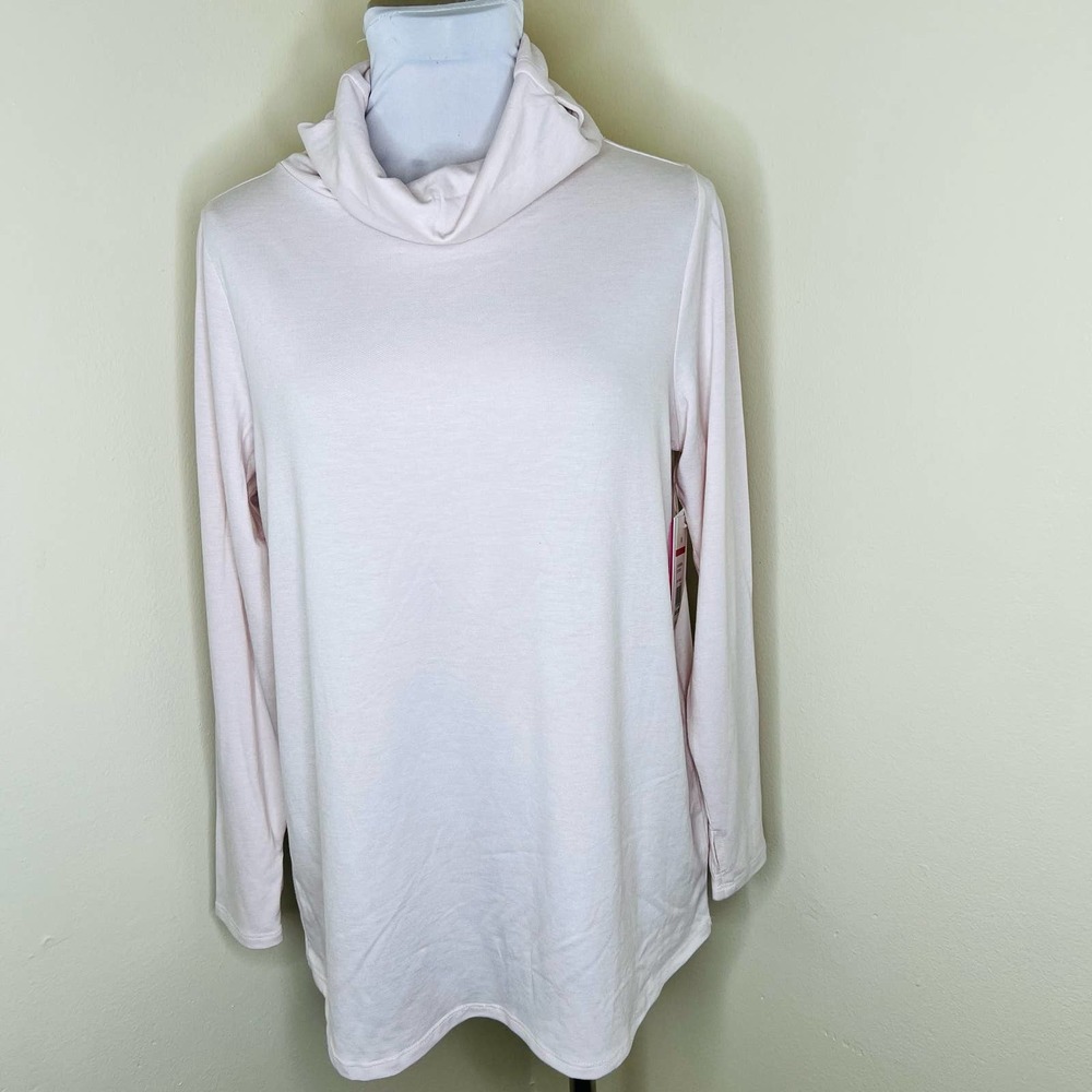 NWT ADYP Turtleneck Top Sweater MEDIUM Light Pink Jersey Knit Pullover Modern